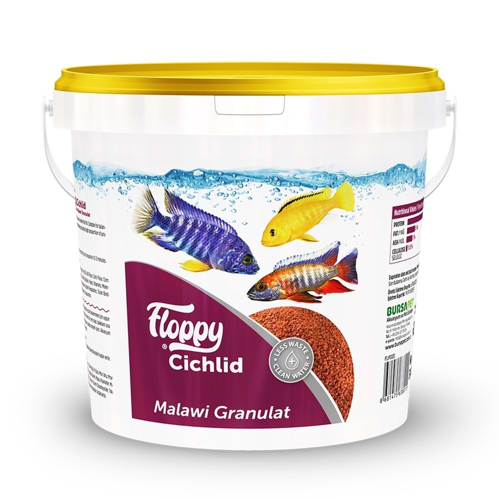 FLP020-FLOPPY CICHLID MALAWI GRANULAT 3KG KOVA