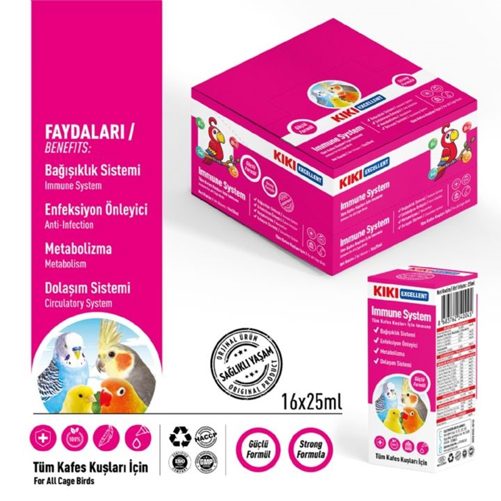 KB102-KIKI EXCELLENT KUŞ IMMUNE SYSTEM 25ML 16LI