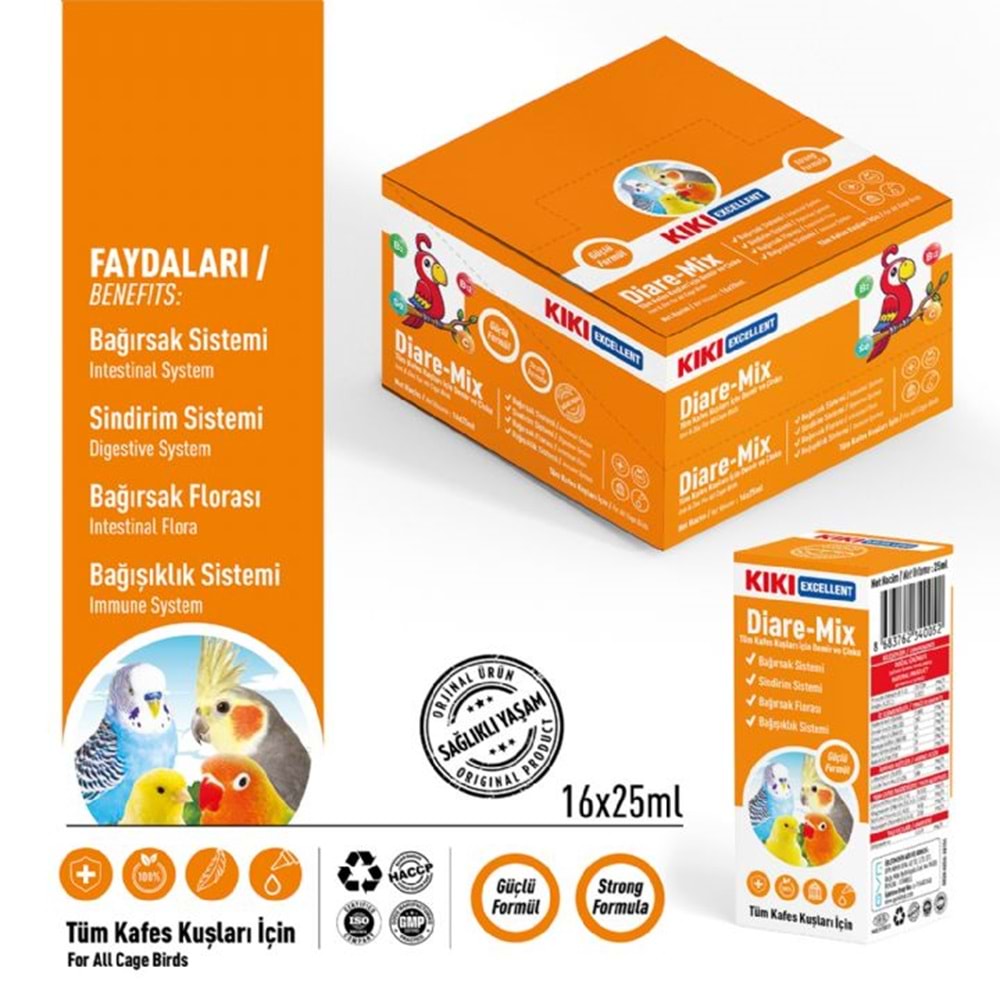 KB104-KIKI EXCELLENT KUŞ DİARE-MİX 25ML 16LI