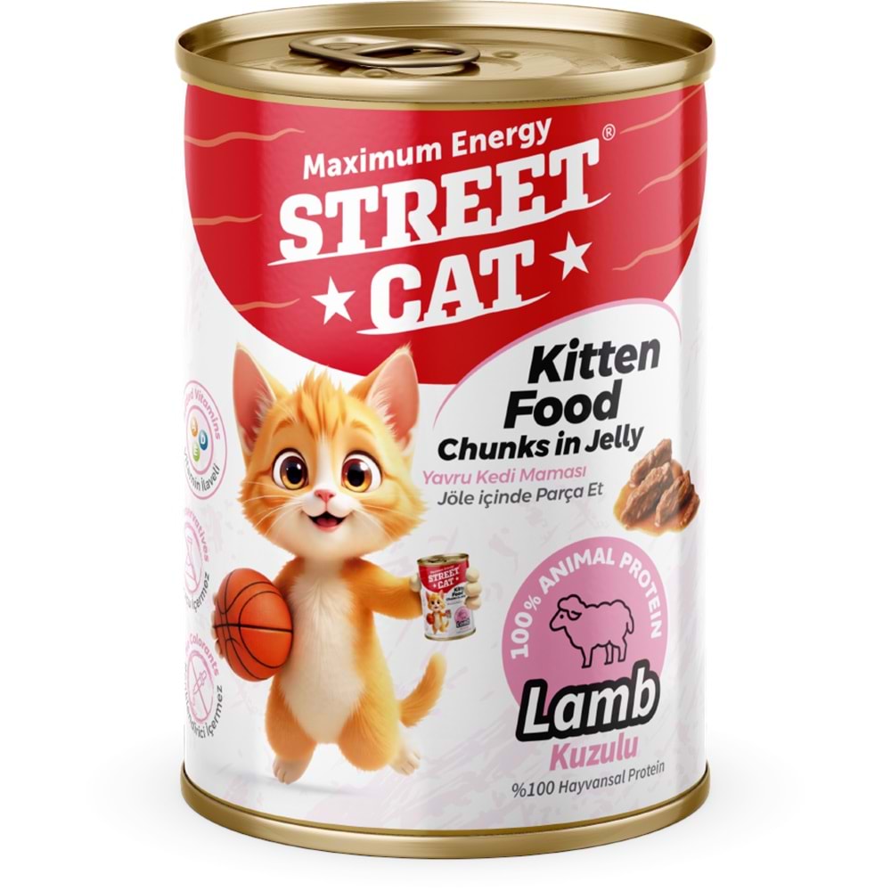 STC4076 STREET CAT CHUNKS İN JELLY KUZU ETLİ KİTTEN KEDİ KONSERVE 400GR 12Lİ