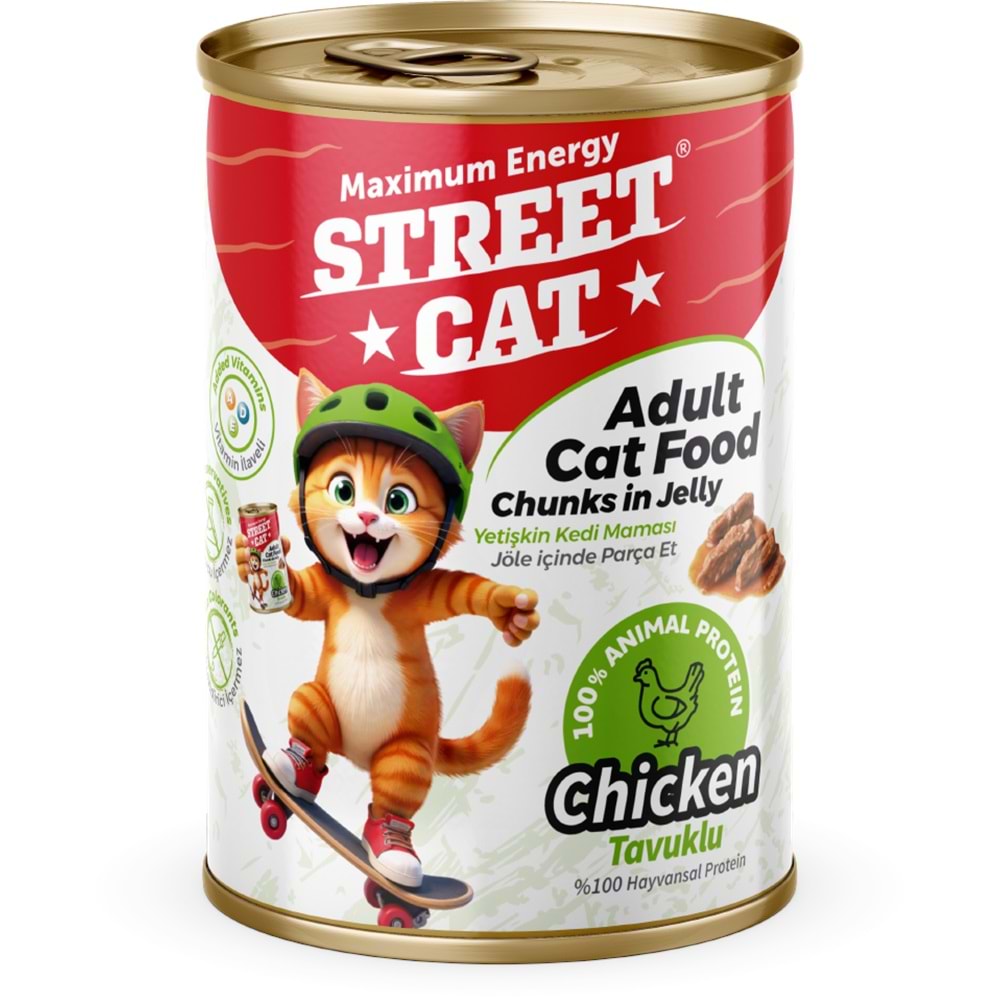 STC4079 STREET CAT CHUNKS İN JELLY TAVUK ETLİ KEDİ KONSERVE 400GR 12Lİ