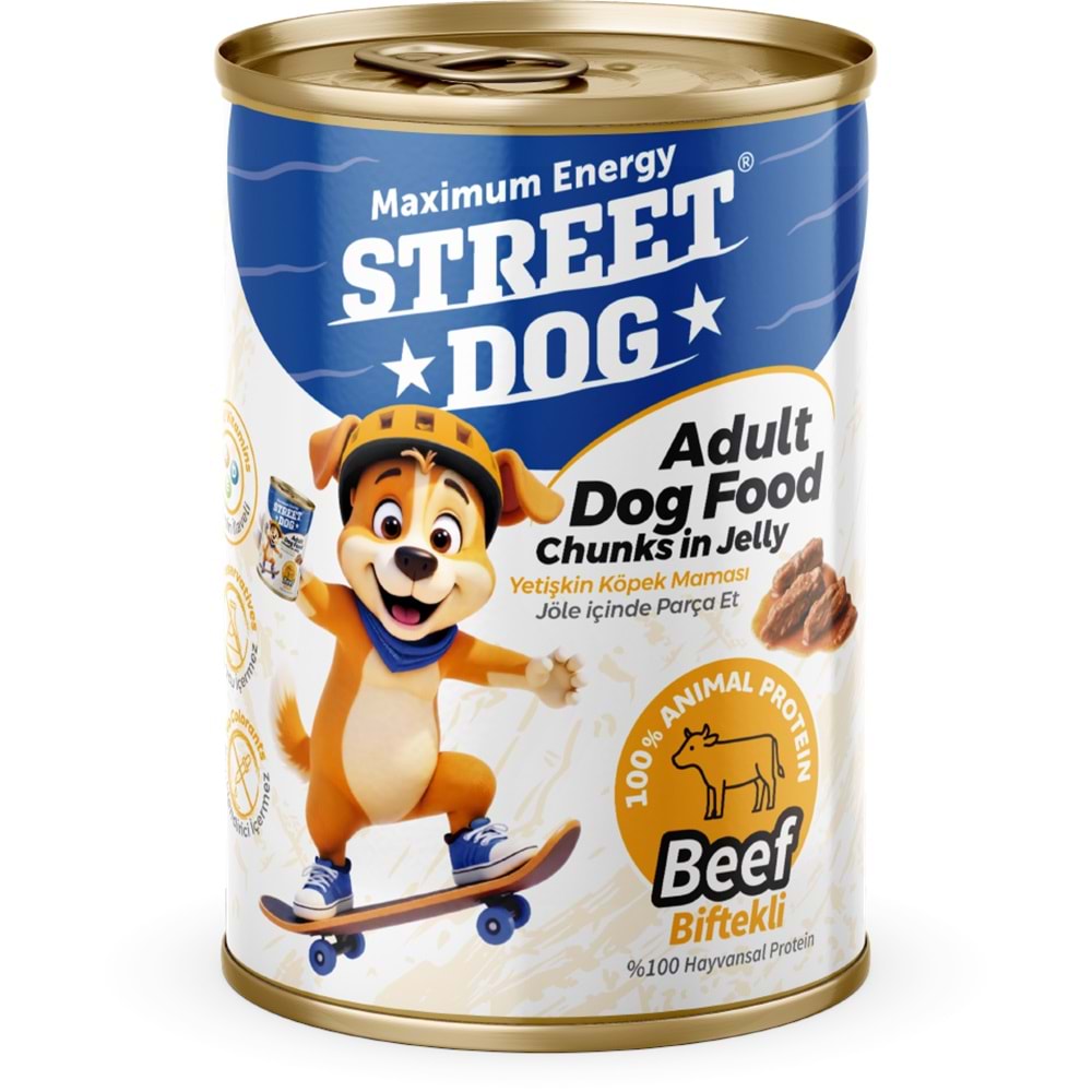 STD4085 STREET DOG CHUNKS İN JELLY BİFTEKLİ KÖPEK KONSERVE 400GR 12Lİ