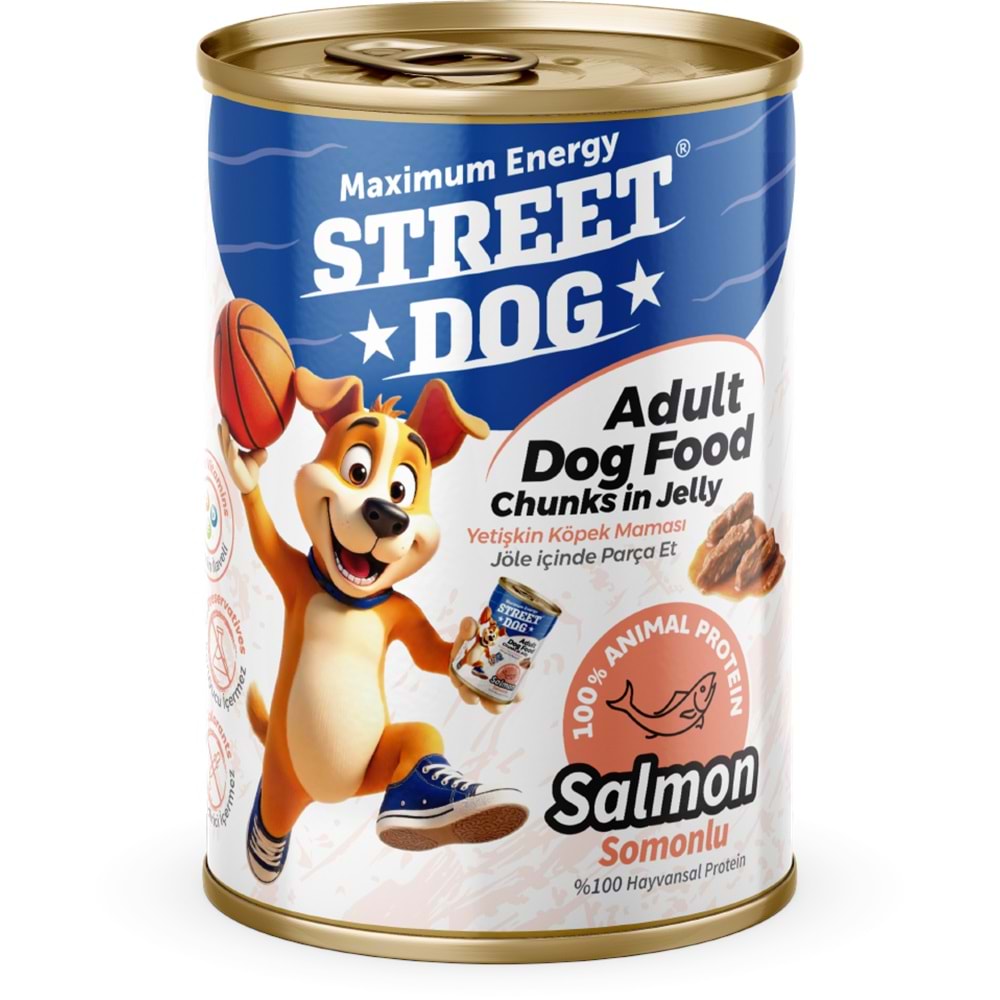 STD4086 STREET DOG CHUNKS İN JELLY SOMONLU KÖPEK KONSERVE 400GR 12Lİ