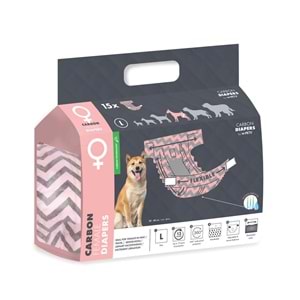 10173699 M-PETS CARBONLU DIAPERS DİŞİ KÖPEKLER İÇİN KÜLOT (L) 15Lİ