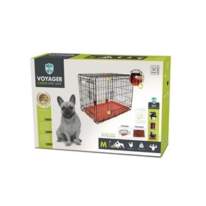 10450005 M-PETS VOYAGER KÖPEK KAFESİ 2 KAPILI (M) KIRMIZI 76X48X53CM