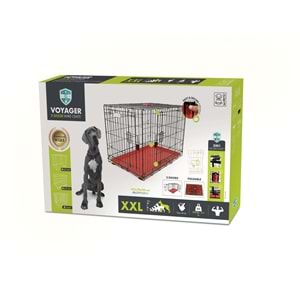 10450305 M-PETS VOYAGER KÖPEK KAFESİ 2 KAPILI (XXL) KIRMIZI 122X76X84CM
