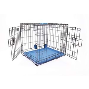 10450717 M-PETS VOYAGER KÖPEK KAFESİ 2 KAPILI (L) MAVİ 91X58X63CM