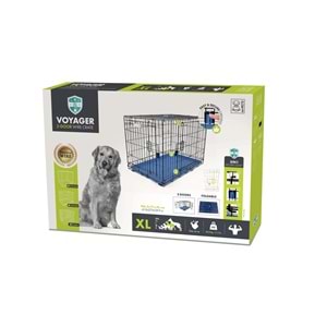 10450817 M-PETS VOYAGER KÖPEK KAFESİ 2 KAPILI (XL) MAVİ 106X71X76CM