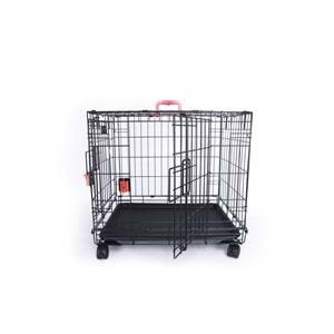 10451608 M-PETS VOYAGER TEKERLEKLİ KÖPEK KAFESİ 2 KAPILI (S) SİYAH 61X46X48CM