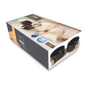 10553899 M-PETS OPERA SERAMİK MAMA KABI BAMBOO STANDLI 2X350ML BLACK
