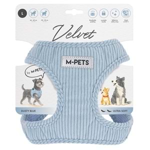 10859399 M-PETS VELVET DOG GÖĞÜS TASMASI BLUE (L)