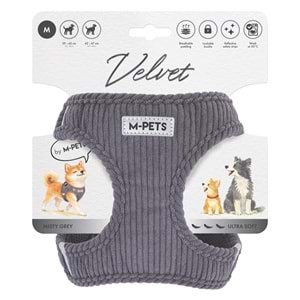 10860913 M-PETS VELVET DOG GÖĞÜS TASMASI GRİ (M)