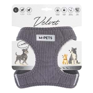 10861213 M-PETS VELVET DOG GÖĞÜS TASMASI GRİ (L)