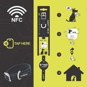 10861608 M-PETS BOND NFC SİSTEMLİ SİLİKON BOYUN TASMASI (XS) BLACK