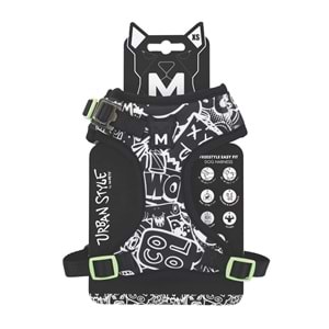 10872499 M-PETS URBAN STYLE BLACK/WHİTE EASY FİT KÖPEK GÖĞÜS TASMASI (XS)