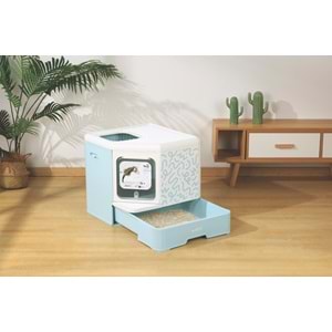20104499 M-PETS TERRA FORMA ECO DESENLİ KAPALI KEDİ TUVALETİ BLUE