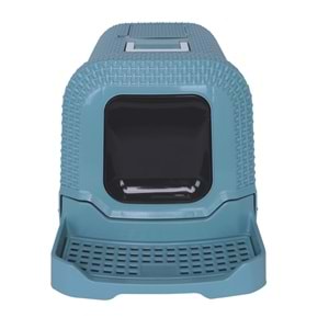 20116217 M-PETS SUEZ RATTAN KAPALI KEDİ TUVALETİ BLUE 69X42X41CM