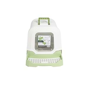 20118799 M-PETS ECO RATTAN KAPALI KEDİ TUVALETİ WHİTE/GREEN