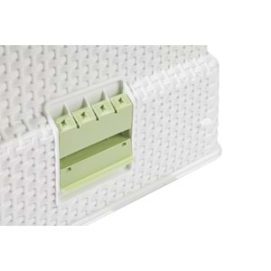 20118799 M-PETS ECO RATTAN KAPALI KEDİ TUVALETİ WHİTE/GREEN