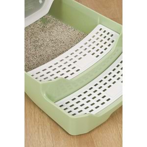 20118799 M-PETS ECO RATTAN KAPALI KEDİ TUVALETİ WHİTE/GREEN