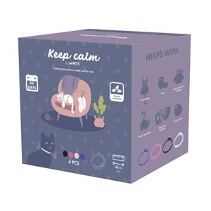 20123399 M-PETS KEEP CALM CALMİNG SAKİNLEŞTİCİ KEDİ TASMASI 4LÜ MİX COLOR