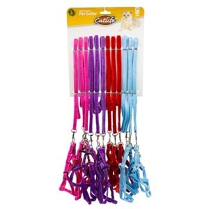 202438-CATLİFE KEDİLER İÇİN GÖĞÜS TASMASI+GEZDİRME 12Lİ PAKET