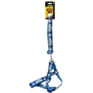 202588-DOGLİFE KÖPEKLER İÇİN EKOSE DESENLİ GÖĞÜS TASMASI+GEZDİRME 2,5CM