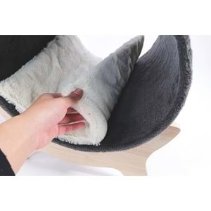 20303099 M-PETS TUNNEL ELEVATED AHŞAP AYAKLI KEDİ YATAĞI GREY