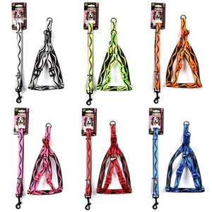 203475-DOGLİFE KÖPEKLER İÇİN DESENLİ GÖĞÜS TASMASI+GEZDİRME 2,0CM