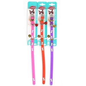 203513-CATLİFE KEMİK DESENLİ SİLİKON BOYUN TASMASI ZİLLİ MİX COLOR