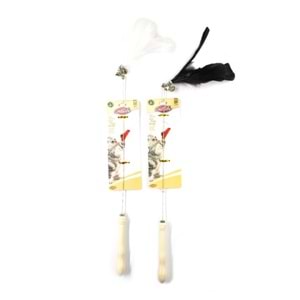 203606-CATLİFE KEDİLER İÇİN AHŞAP SAPLI TÜYLÜ OLTA 55CM