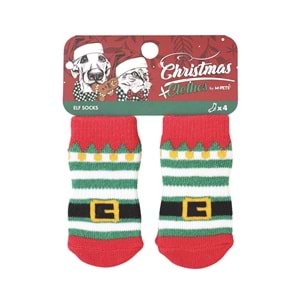 60303199 M-PETS CHRISTMAS ELF KAYMAZ TABANLI ÇORAP 4LÜ