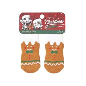60303299 M-PETS CHRISTMAS GINGERBREAD KAYMAZ TABANLI ÇORAP 4LÜ