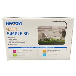 HAQOS NANO SIMPLE 30 PLASTİK AKVARYUM LED AYDINLATMALI 30X19X18,5CM