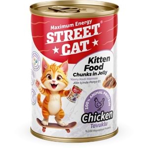STC4077 STREET CAT CHUNKS İN JELLY TAVUK ETLİ KİTTEN KEDİ KONSERVE 400GR 12Lİ