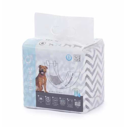 10116299 M-PETS DIAPERS ERKEK KÖPEKLER İÇİN KÜLOT (M) 12Lİ