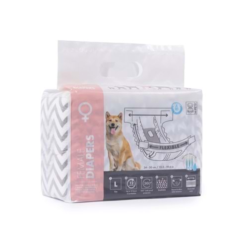 10116899 M-PETS DIAPERS DİŞİ KÖPEKLER İÇİN KÜLOT (L) 10LU