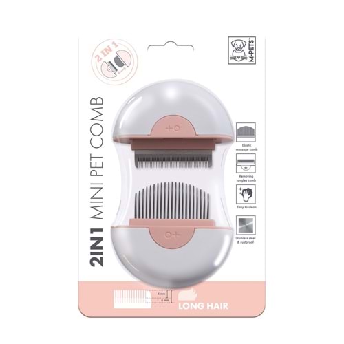 10120699 M-PETS 2IN1 FURMİNATÖR+MASAJ TARAĞI LONG HAIR PİNK