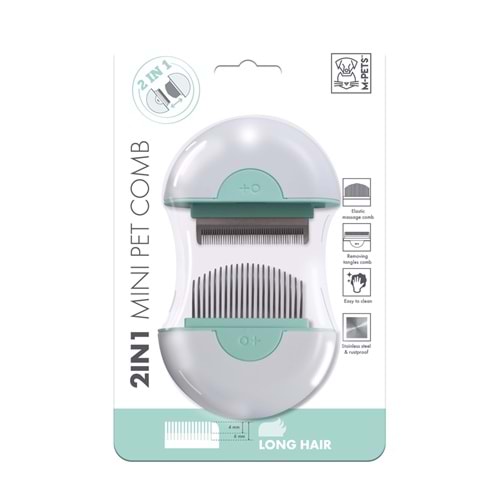 10120799 M-PETS 2IN1 FURMİNATÖR+MASAJ TARAĞI LONG HAIR GREEN