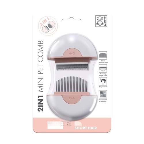 10120999 M-PETS 2IN1 FURMİNATÖR+MASAJ TARAĞI SHORT HAIR PİNK