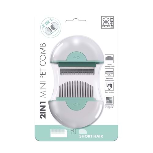 10121099 M-PETS 2IN1 FURMİNATÖR+MASAJ TARAĞI SHORT HAIR GREEN
