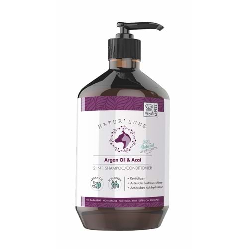 10123799 M-PETS NATURLUXE DOG SHAMPOO & CONDITIONER ARGAN OIL & ACAI 500ML