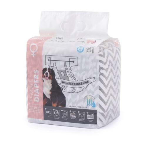10124699 M-PETS DIAPERS DİŞİ KÖPEKLER İÇİN KÜLOT (XXL) 10LU