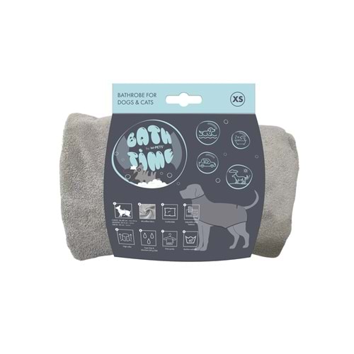 10126099 M-PETS BATH TİME KÖPEKLER İÇİN BORNOZ (XS)