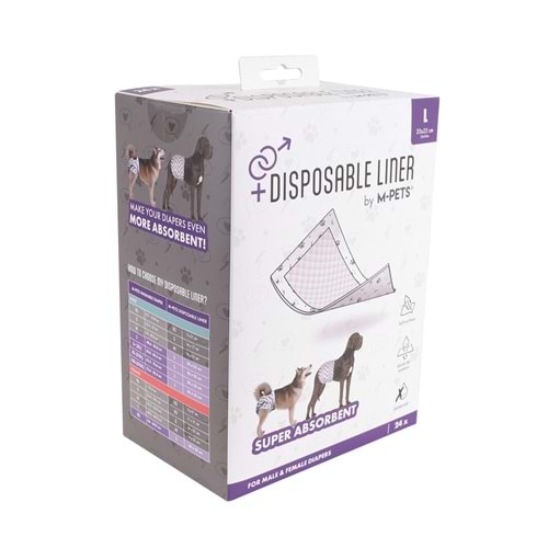 10129801 M-PETS KÖPEK KÜLOTLARI İÇİN TEK KULLANIMLIK EMİCİ PED (L) 24LÜ
