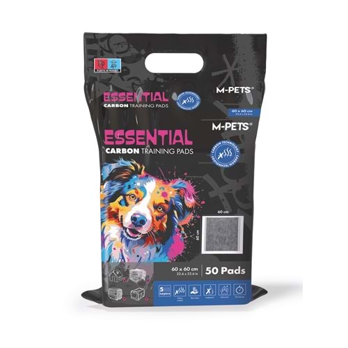 10174599 M-PETS ESSENTIAL CARBONLU YAPIŞKANLI ÇİŞ PEDİ 60X60CM 50Lİ