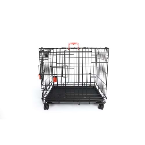 10451608 M-PETS VOYAGER TEKERLEKLİ KÖPEK KAFESİ 2 KAPILI (S) SİYAH 61X46X48CM