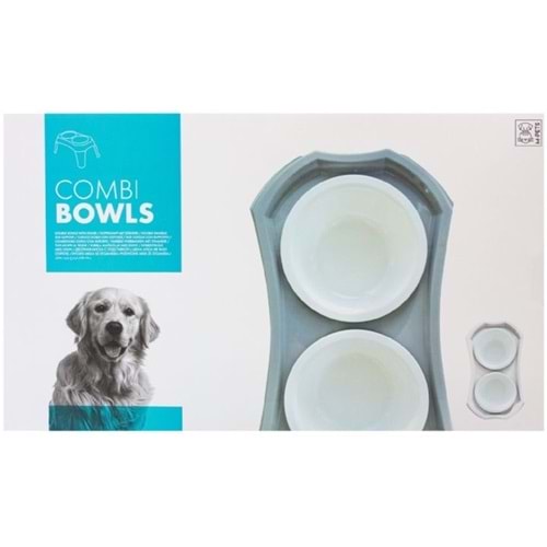 10500312 M-PETS COMBI AYAKLI MELAMİN MAMA KABI (XL) 2X1500ML BEJ/BEYAZ
