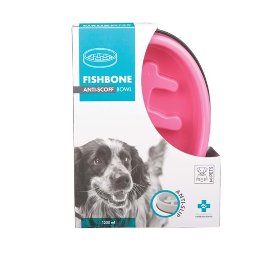 10504007 M-PETS FISHBONE YAVAŞ YEME MAMA KABI 1200ML PİNK
