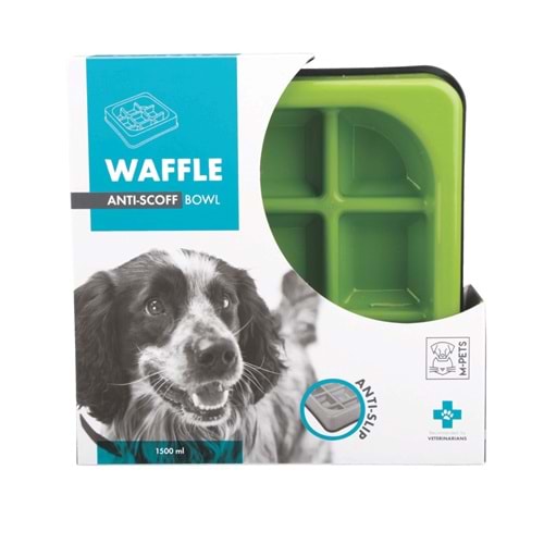 10504108 M-PETS WAFFLE YAVAŞ YEME MAMA KABI 1500ML GREEN